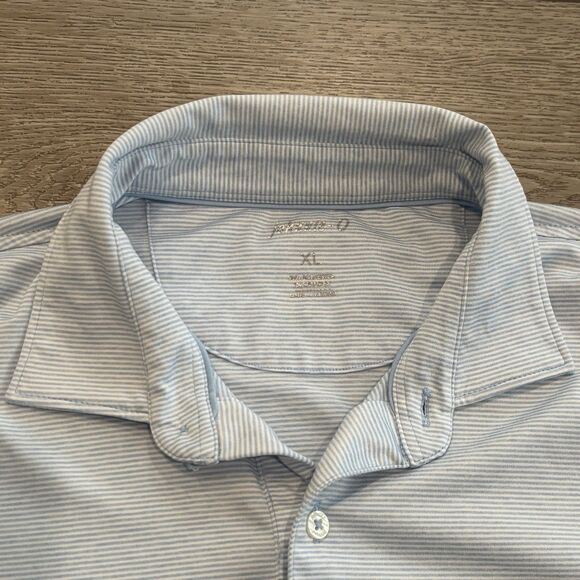 Johnnie O Polo Shirt Mens XL Blue Stripes Lightweight Athletic Golf Preppy - Picture 2 of 5